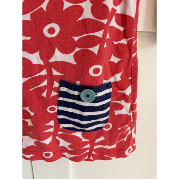 Mini Biden Girls Red Blue Floral Dress Shirt Buttons Size 5-6 - Picture 4 of 7